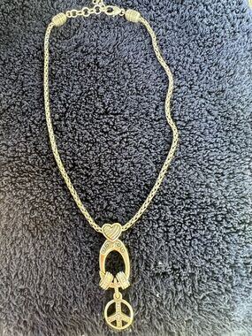 Brighton Silver Tone Heart & Peace Sign Pendant Necklace - Women Jewelry